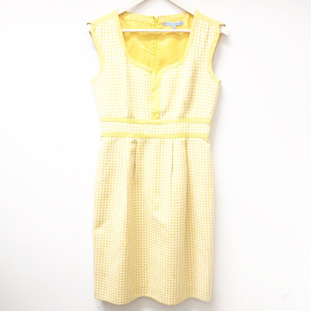 Antonio Melani Dress, Sleeveless, Yellow Polka Dot